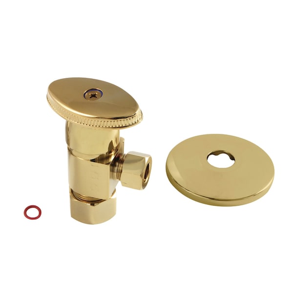 Kingston Brass 5/8"O.D x 3/8" O.D Anti-Seize Deluxe Quarter Turn Ceramic Hardisc Cartridge Angle Stop, Polished Brs CD53302VAK - main